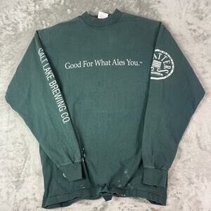 SDI vintage men’s green long sleeve shirt distressed squatters salt lake brewing